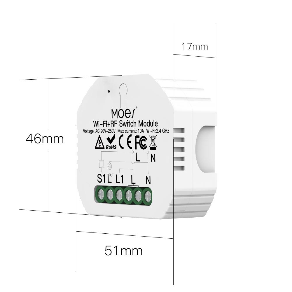Mini DIY WiFi Relay Module, RF433 Smart Light Switch Module, 1/2 Gang Reset