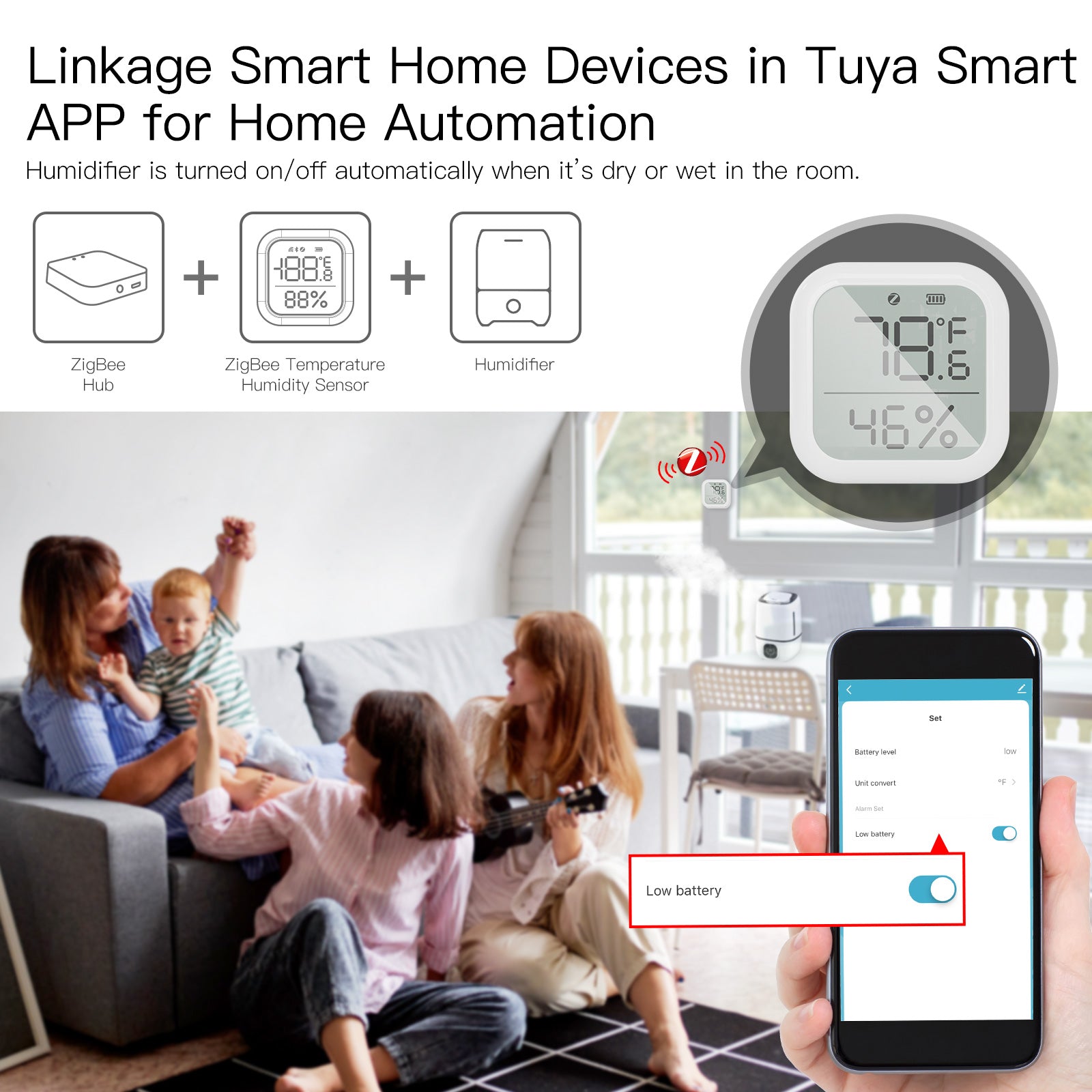 LumiMuse ZigBee Smart Temperature and Humidity Sensor Indoor Hygrometer Thermometer Detector