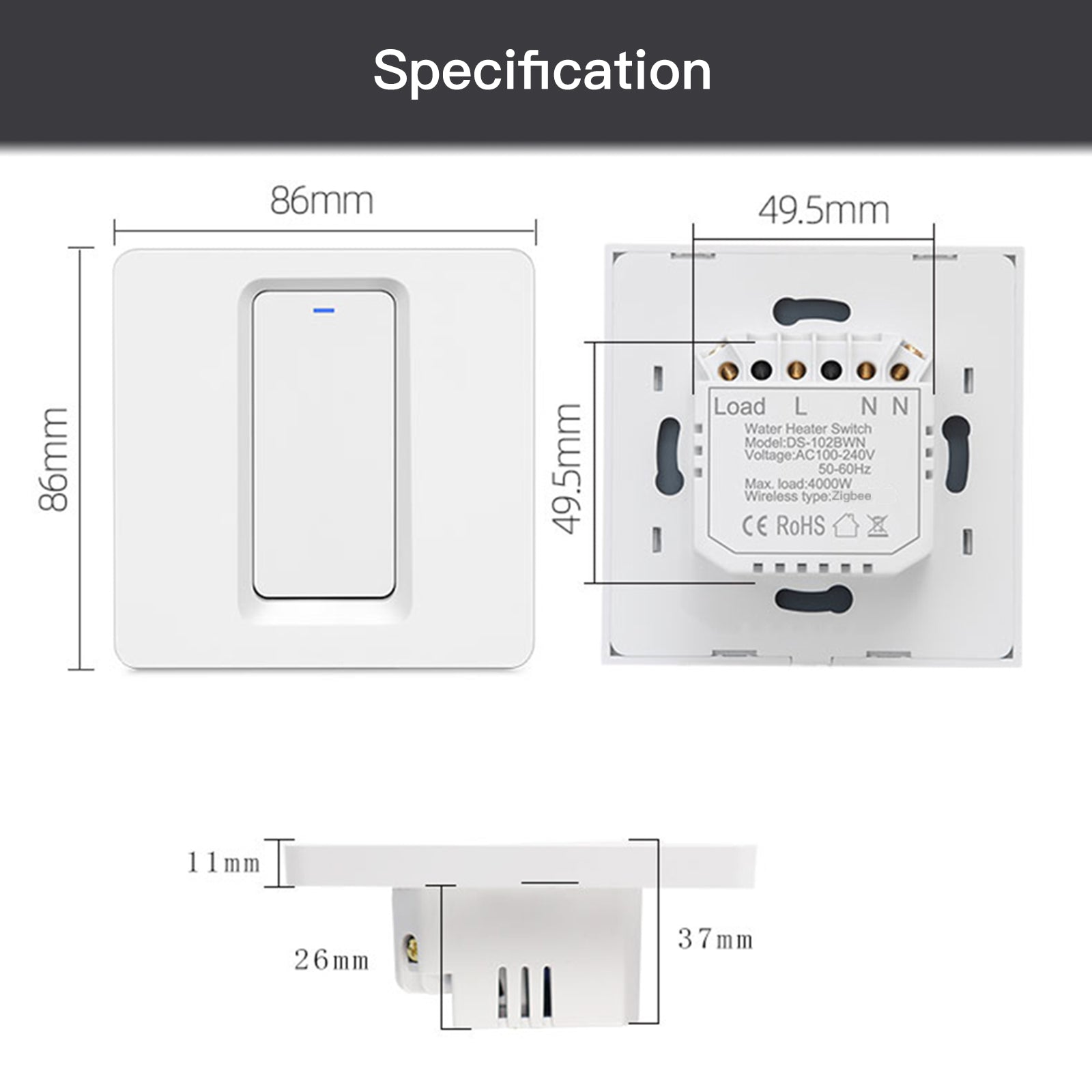 LumiMuse Smart ZigBee Water Heater Boiler Switch Wireless Control Timer for Heating Water 20A EU