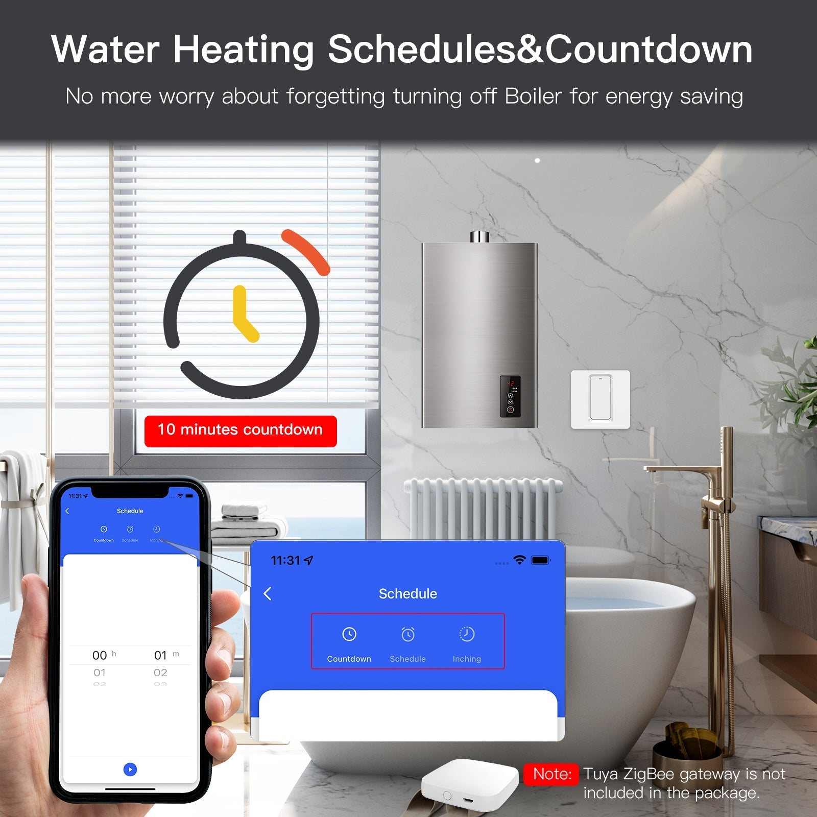 LumiMuse Smart ZigBee Water Heater Boiler Switch Wireless Control Timer for Heating Water 20A EU