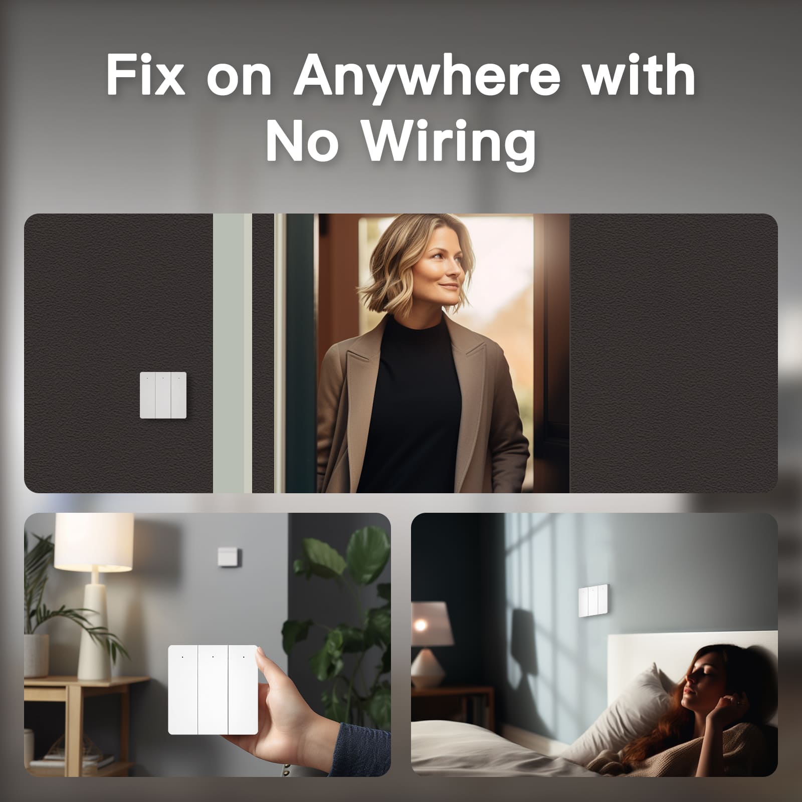 LumiMuse Smart ZigBee Wireless Switch, Self-powered 2/3 Gang Scene Switch Sticker