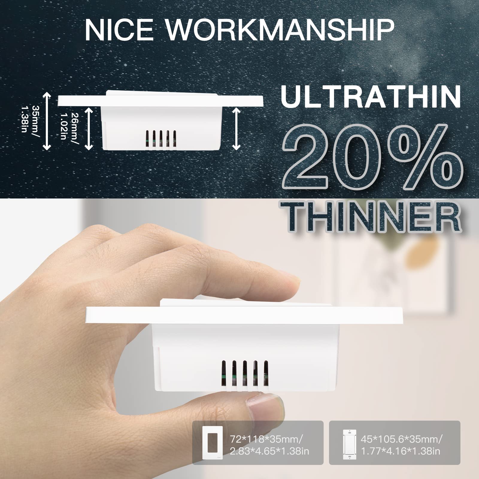 LumiMuse Star Ring 2nd Generation Smart Single Pole 3 Way WIFI Switch 1/2/3/4 Gang