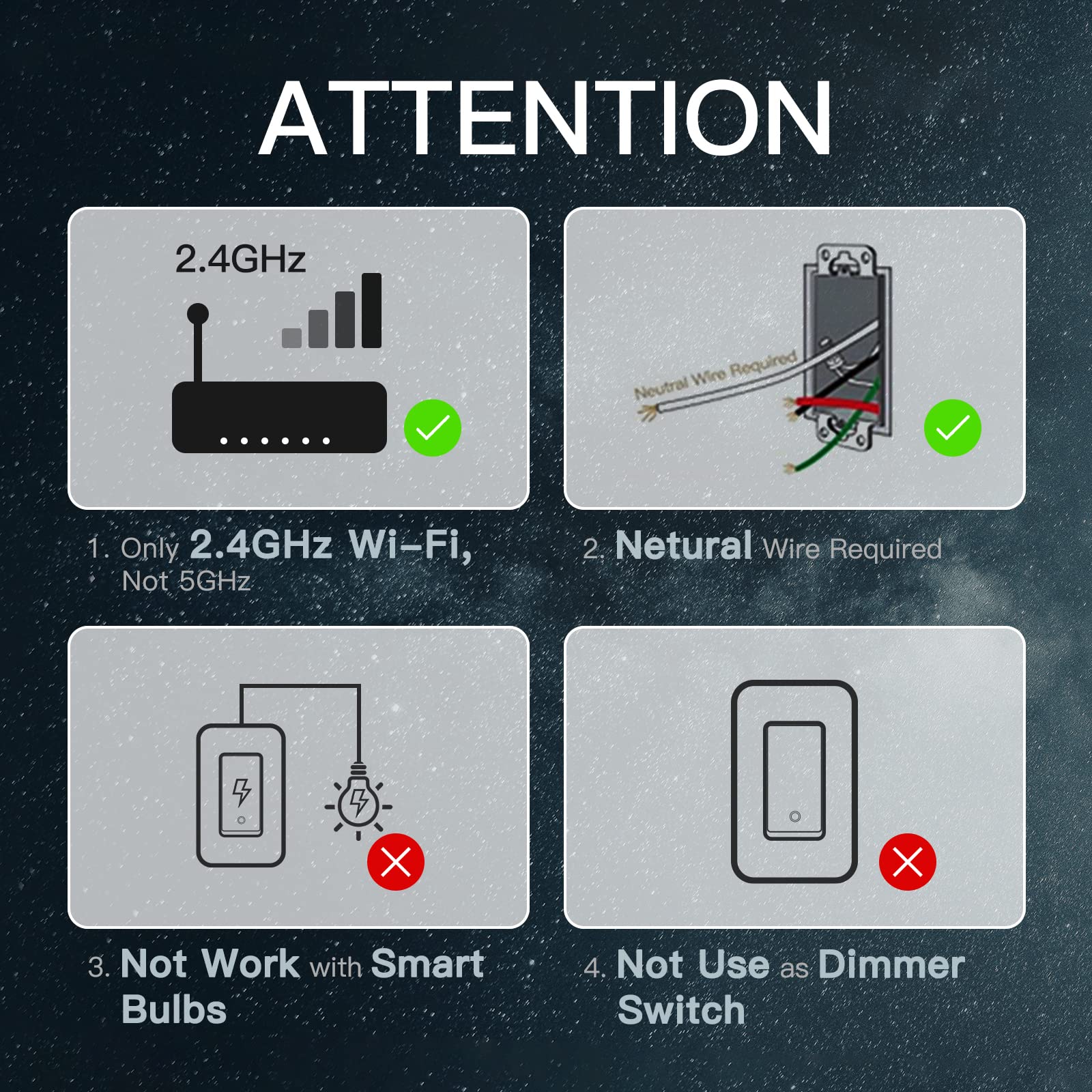 LumiMuse Star Ring 2nd Generation Smart Single Pole 3 Way WIFI Switch 1/2/3/4 Gang