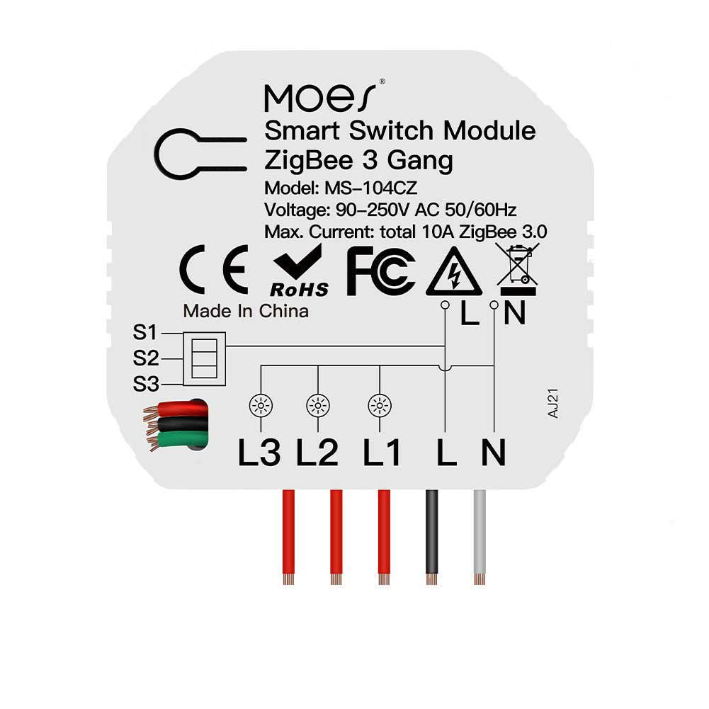 LumiMuse Tuya Zigebee Module, DIY 3 Gang Smart Switch, 1 2 Way Circuit Breaker Interruptor