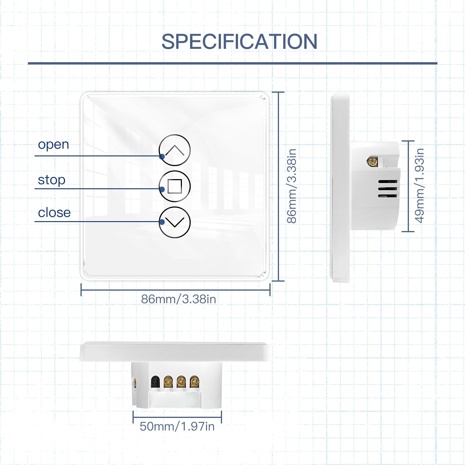 LumiMuse WiFi Curtain Switch RF433 Smart 2.5D Arc Glass Touch Panel for Roller Blinds Shutters