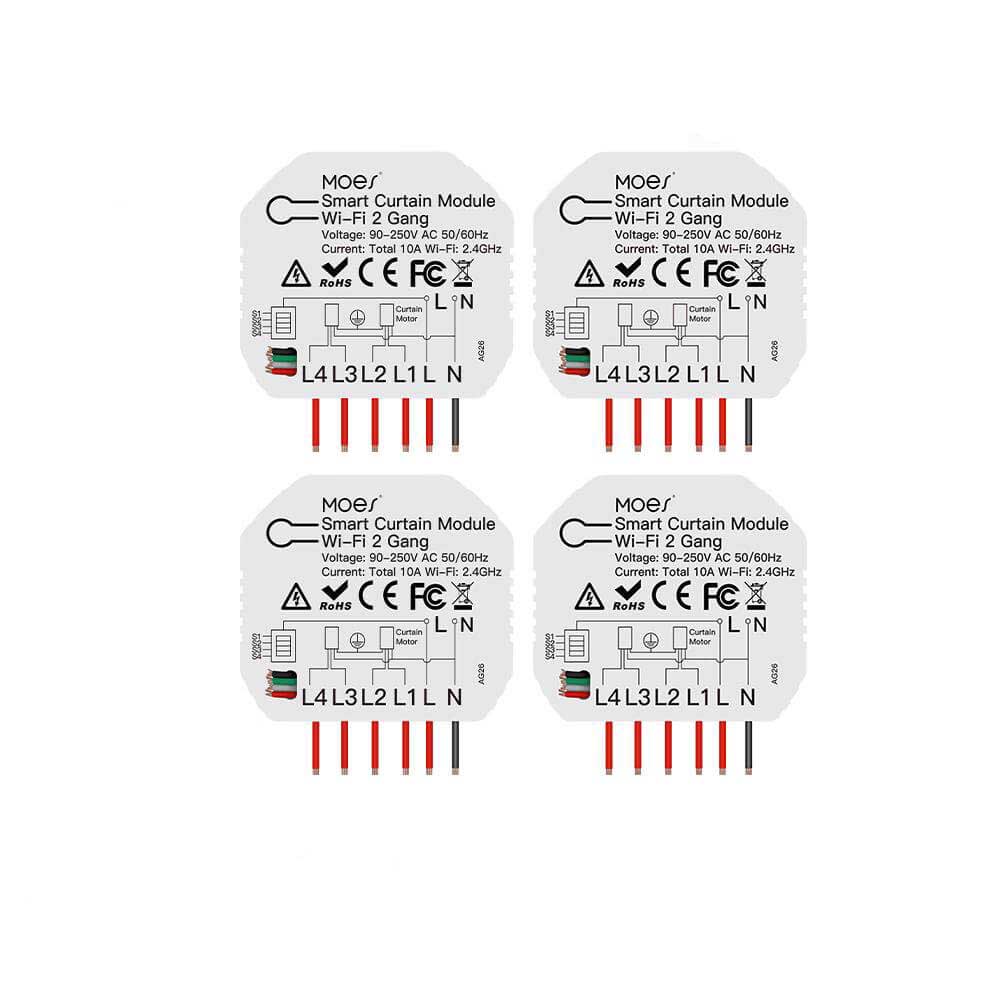LumiMuse WiFi Smart 2 Gang Double Curtain Blind Switch Module for Roller Shutter Electric Motor