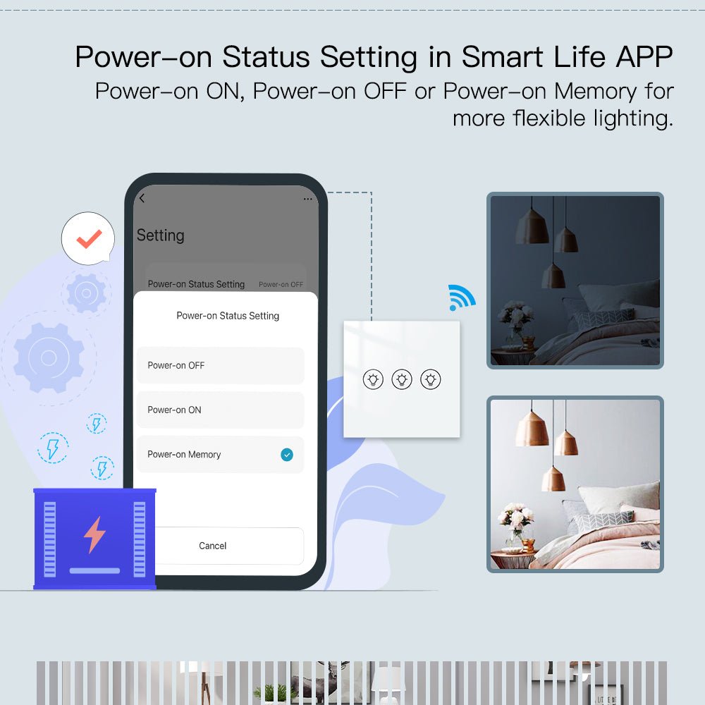 LumiMuse WiFi Smart Light Dimmer Touch Panel Switch 1/2/3 Gang EU Version - A Pack of 5 Boxes