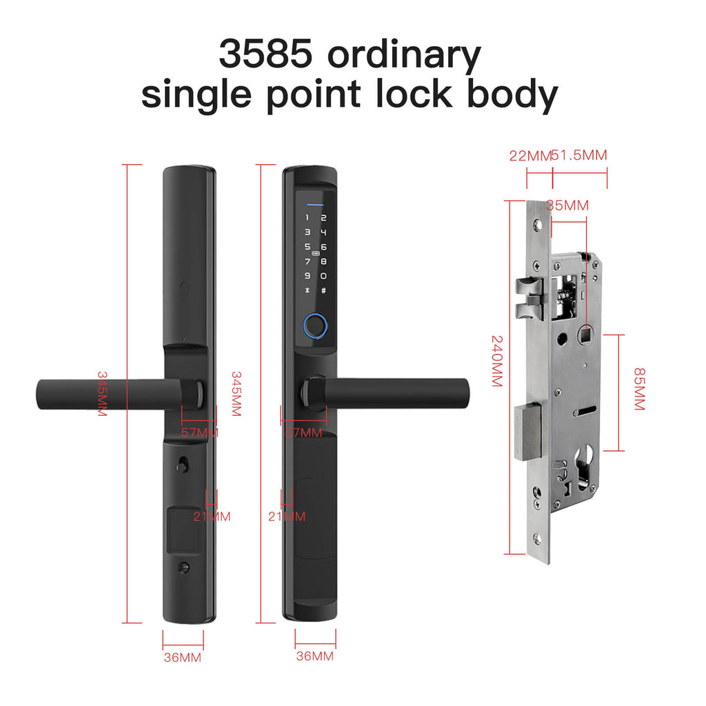 LumiMuse WiFi Smart Narrow Side Fingerprint Coded Door Lock Remote Control Waterproof Two Handle Optional