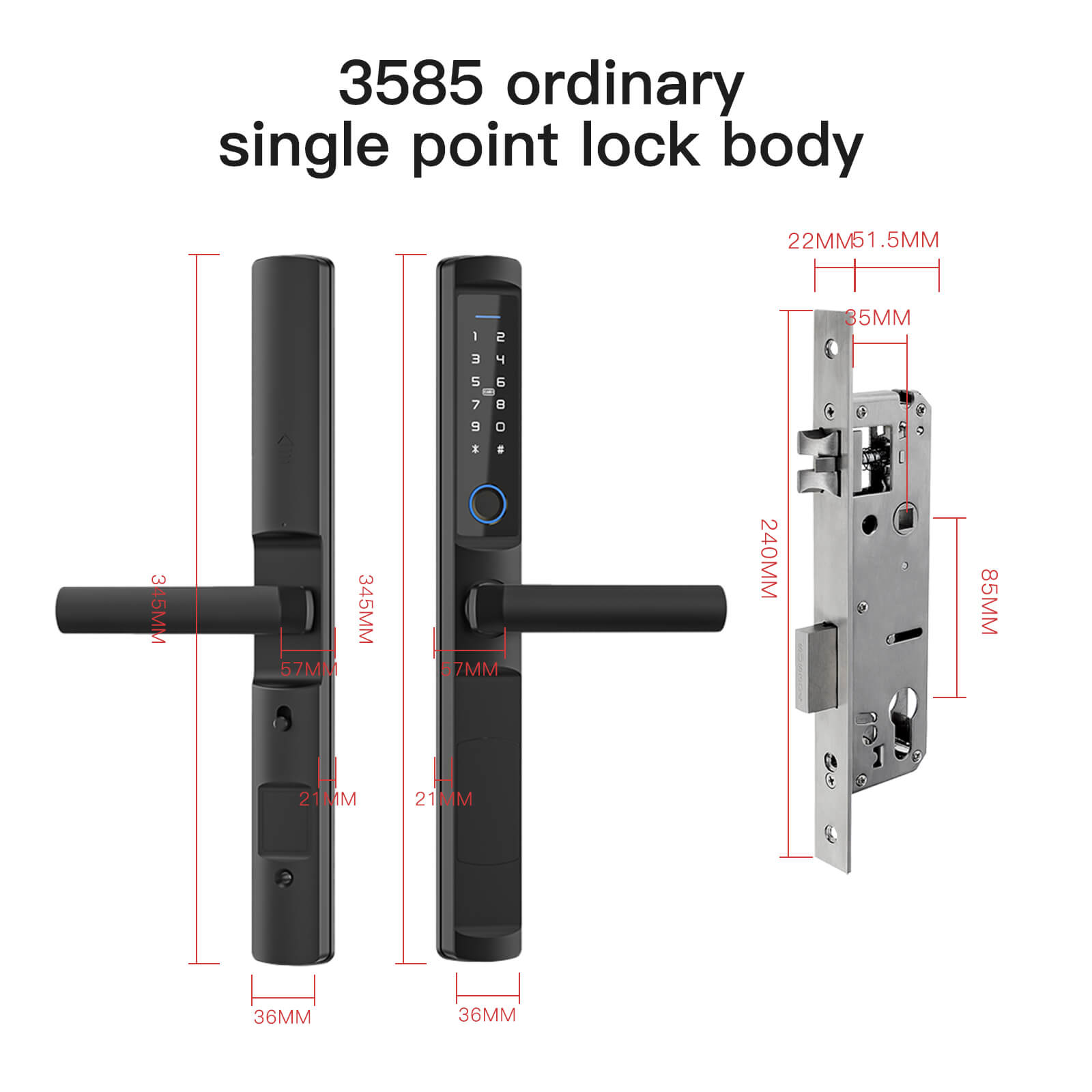 LumiMuse WiFi Smart Narrow Side Fingerprint Coded Door Lock Remote Control Waterproof Two Handle Optional