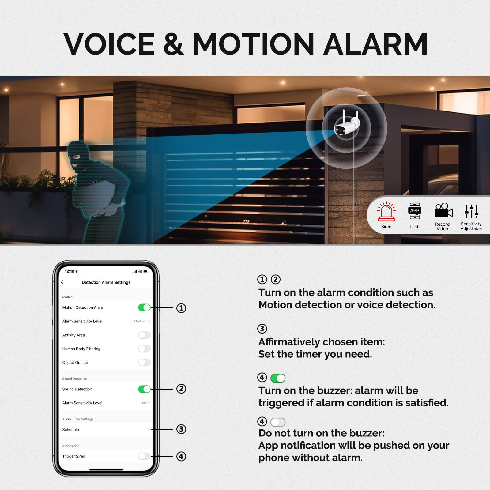 LumiMuse WiFi  Smart Outdoor Camera HD 3MP Sound Motion Detection Color Night Vision Two-Way Audio Security Monitor