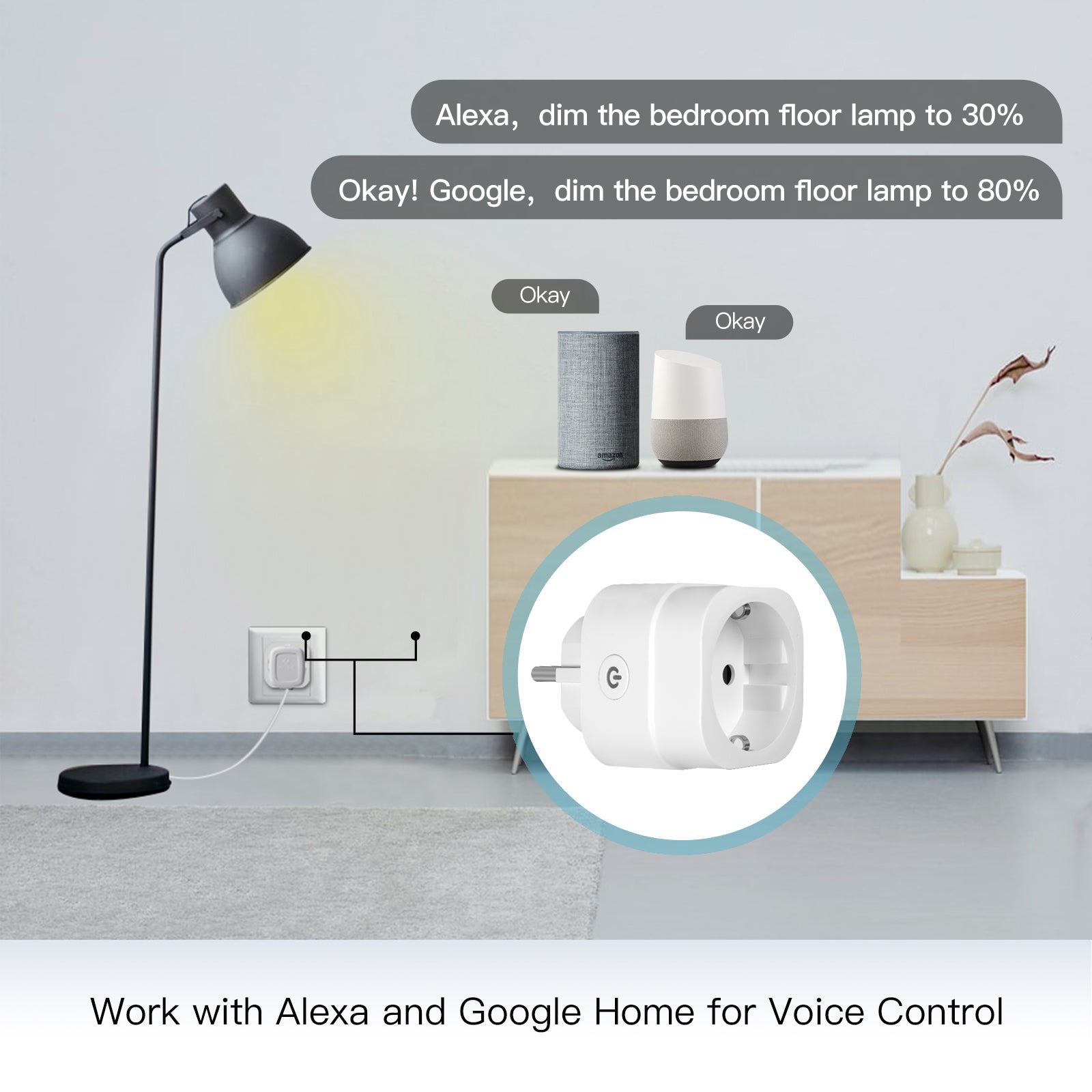 LumiMuse WiFi Smart Power Dimmer Plug Brightness Adjust Timer Socket EU
