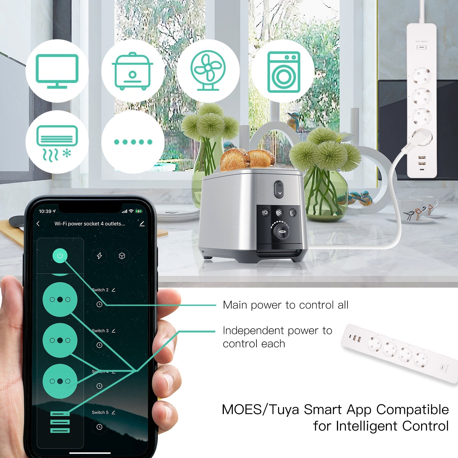 LumiMuse WiFi Tuya Smart Power Strip Surge Protector Electric Power Monitor Socket