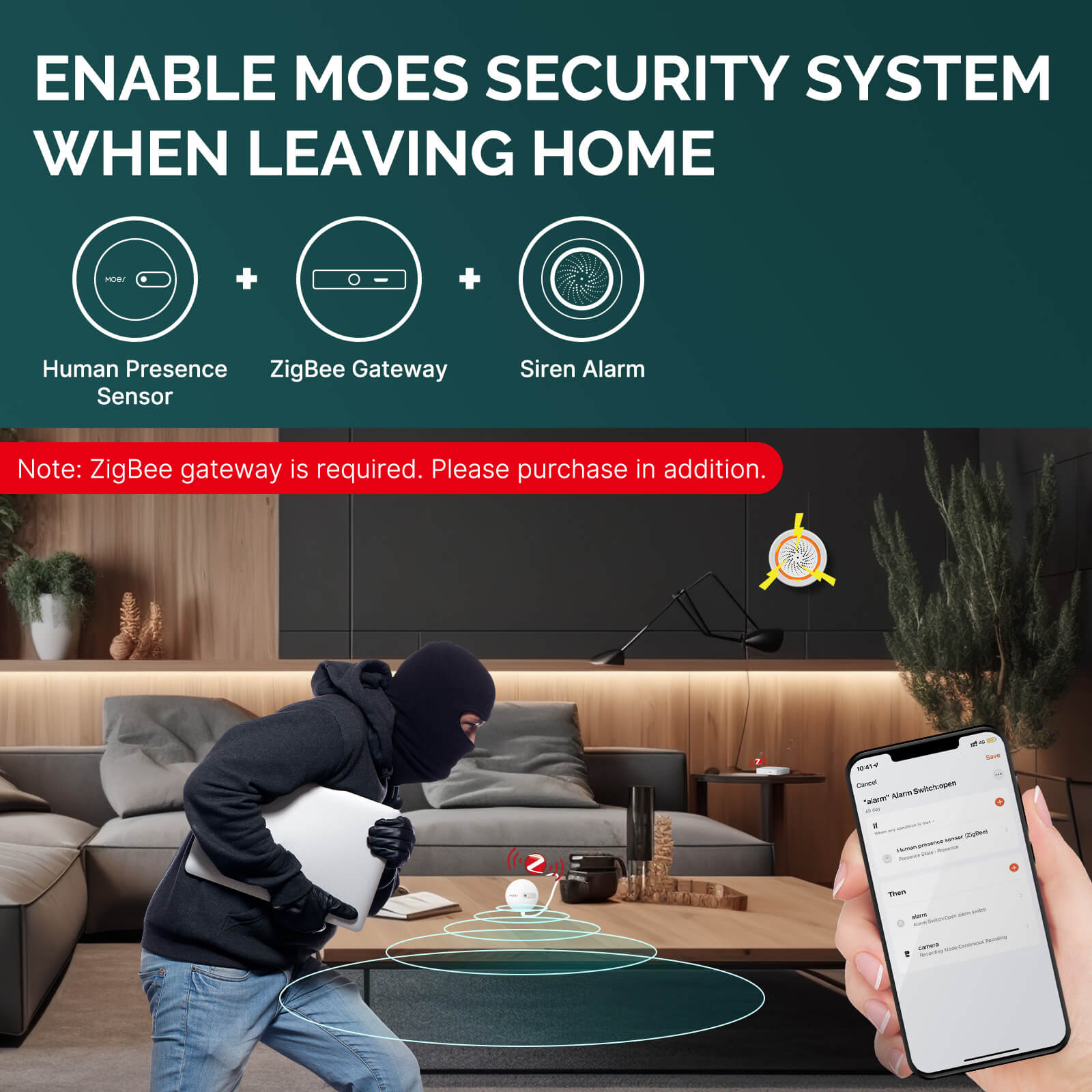 LumiMuse ZigBee Human Presence Sensor Detector Radar Wave Detection Sensor for Home Security