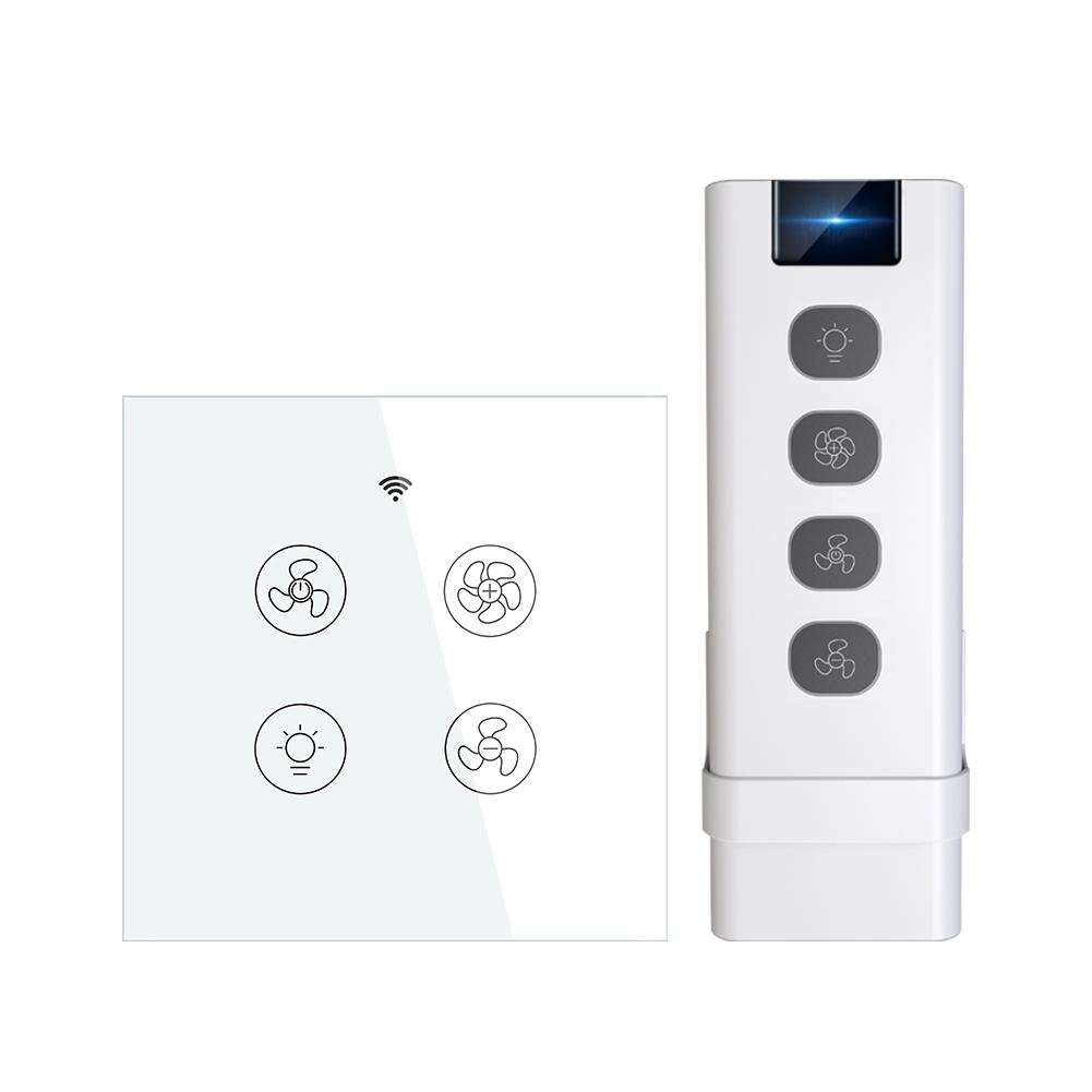 WiFi RF433 Smart Ceiling Fan Light Touch Switch Single Pole Neutral Wire Required EU