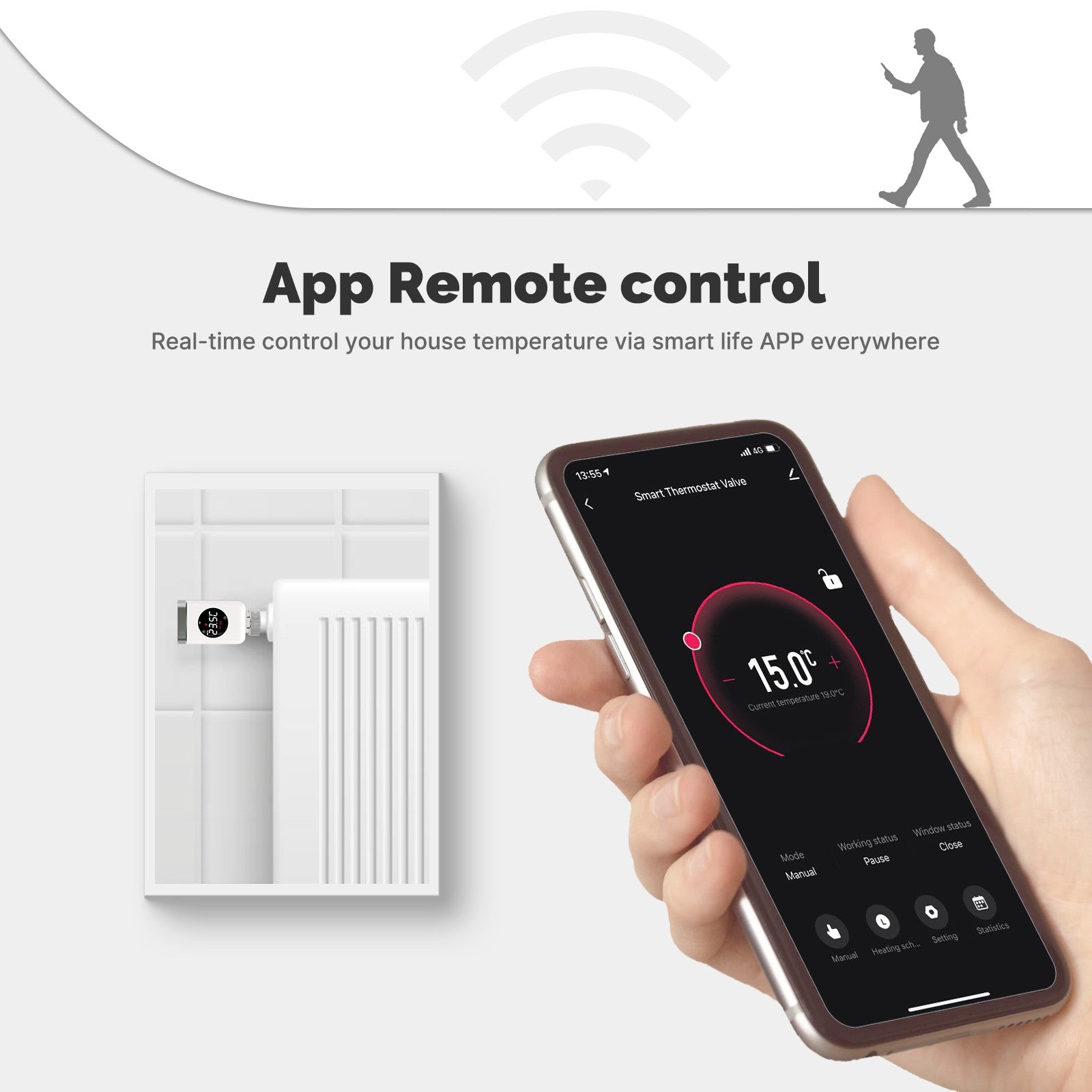 Programmable Trv Smart Wifi Thermostatic Radiator Valve TRV Programmable Temperature ...