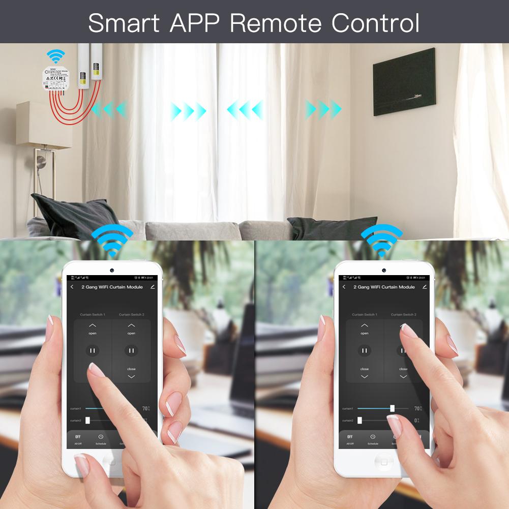 LumiMuse WiFi Smart 2 Gang Double Curtain Blind Switch Module for Roller Shutter Electric Motor