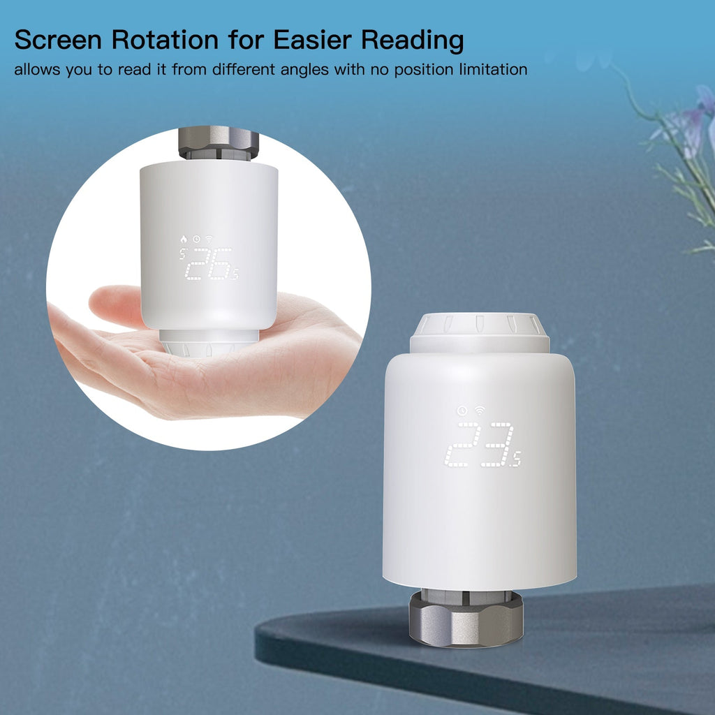 WiFi Smart Thermostatic Radiator Valve Anti-scale Mode Rotatable Screen ...