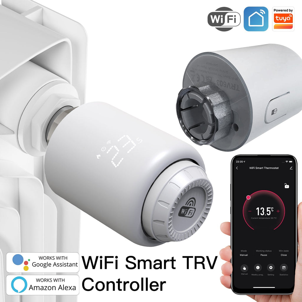 WiFi Smart Thermostatic Radiator Valve Anti-scale Mode Rotatable Screen ...