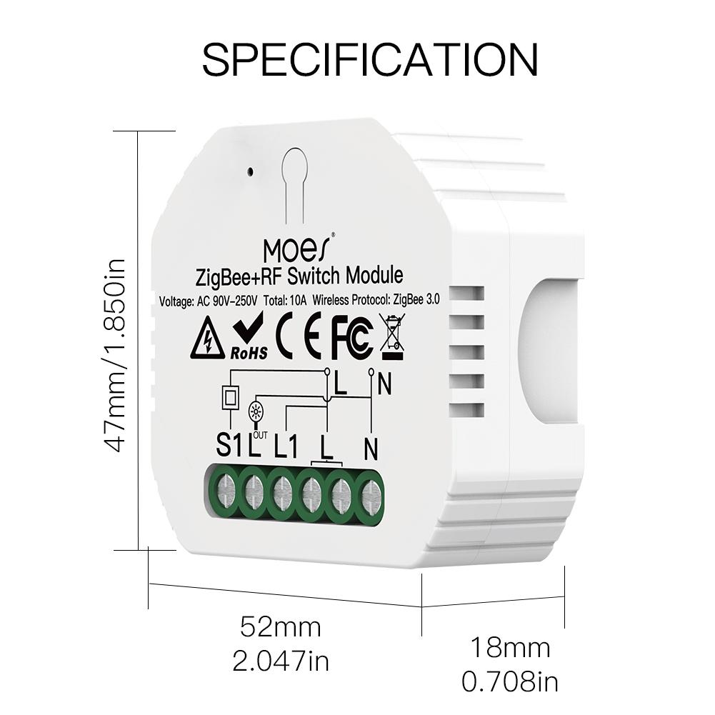 LumiMuse Tuya ZigBee 3.0 RF Switch Module, Smart Light Switch Module 1/2 Gang