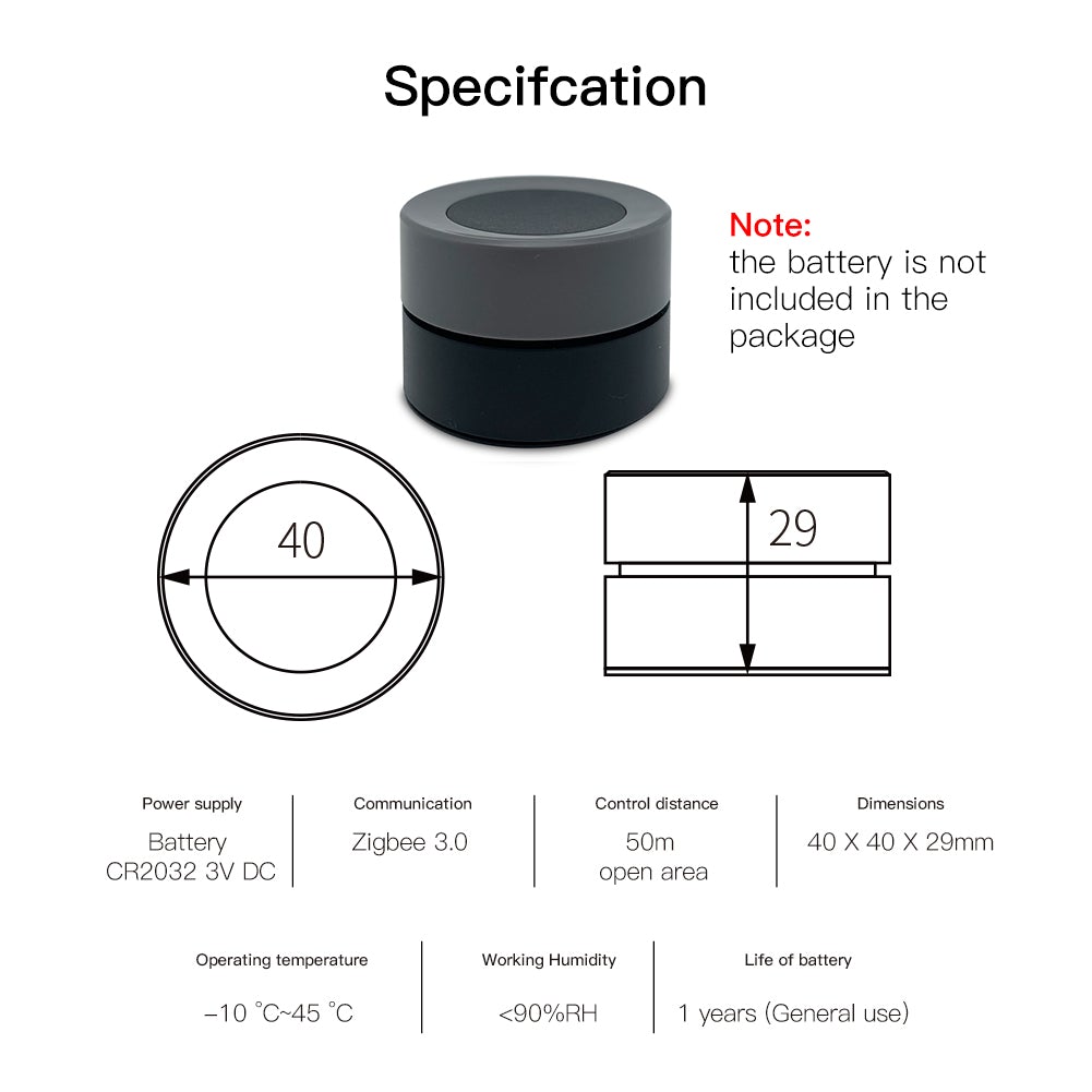 ZigBee Smart Wireless Scene Rotary Switch Multi-control Battery Powered