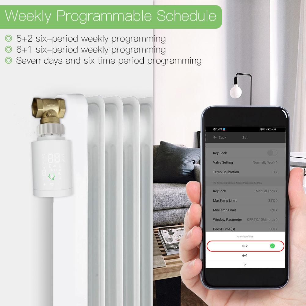 LumiMuse Smart Thermostatic Radiator Valve ZigBee LCD Curved Screen Heating Battery Powered TRV TS0601