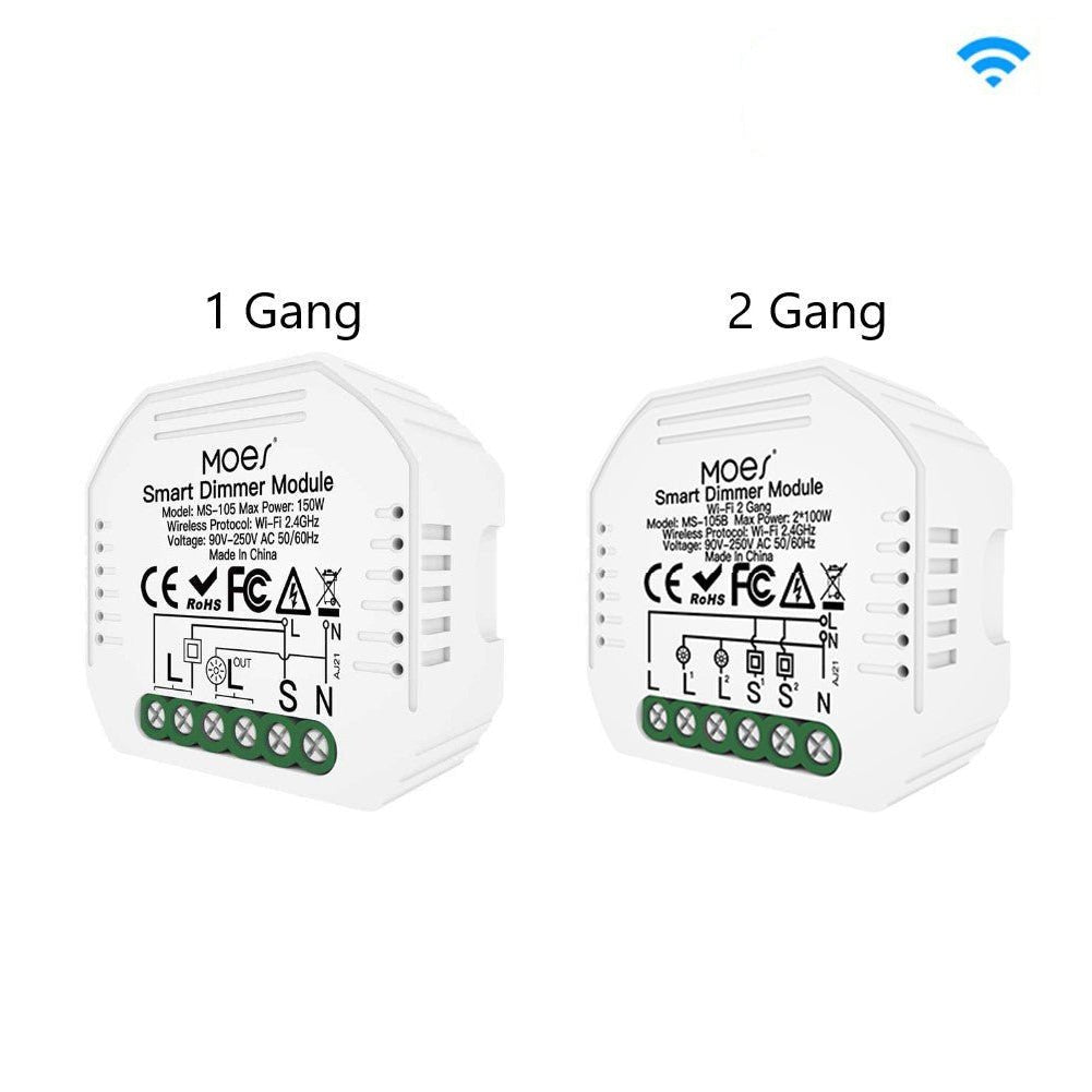 WiFi 2 Gang Dimmer Switch  Module DIY Smart  Light LED Dimmable Interruptor Relay | LumiMuse