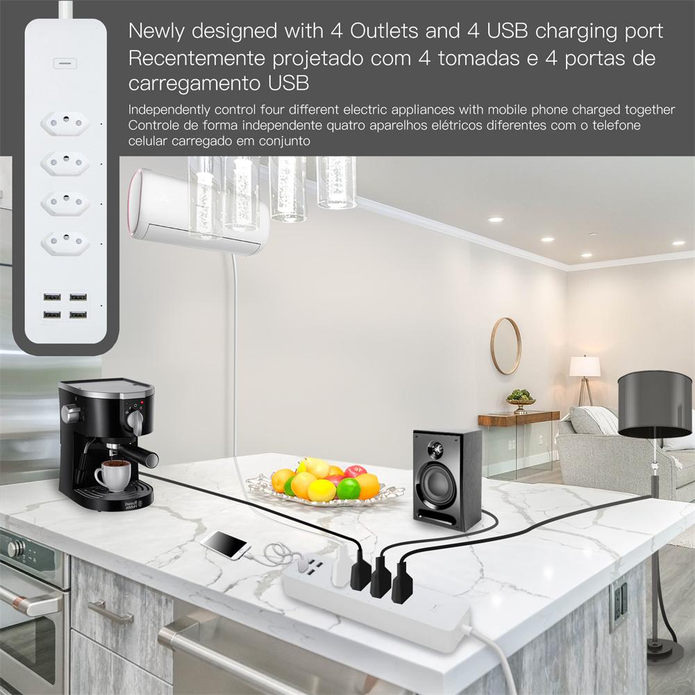 WiFi Smart Power Strip Surge Protector 4 Plug Outlets Electric Socket with USB/Type C [Brazil Version]