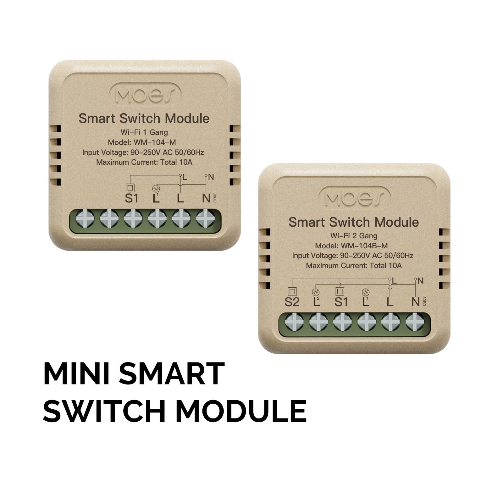 WiFi Mini DIY Smart Light Switch Module Relay Timer 1/2 Gang | LumiMuse