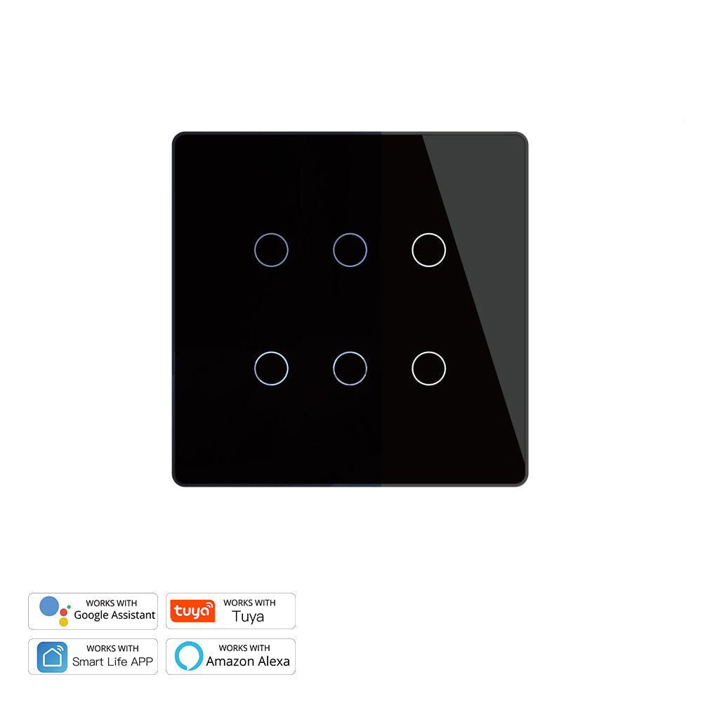 WiFi RF433 Smart 6 Gang Wall Touch Light Switch 2/3 Way Multi-Control Neutral Wire Required