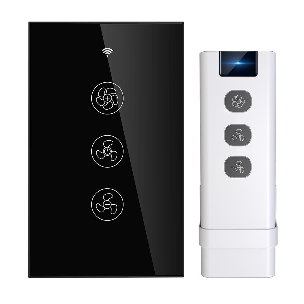 WiFi RF433 Smart Ceiling Fan Touch Switch Single Pole Neutral Wire Required US