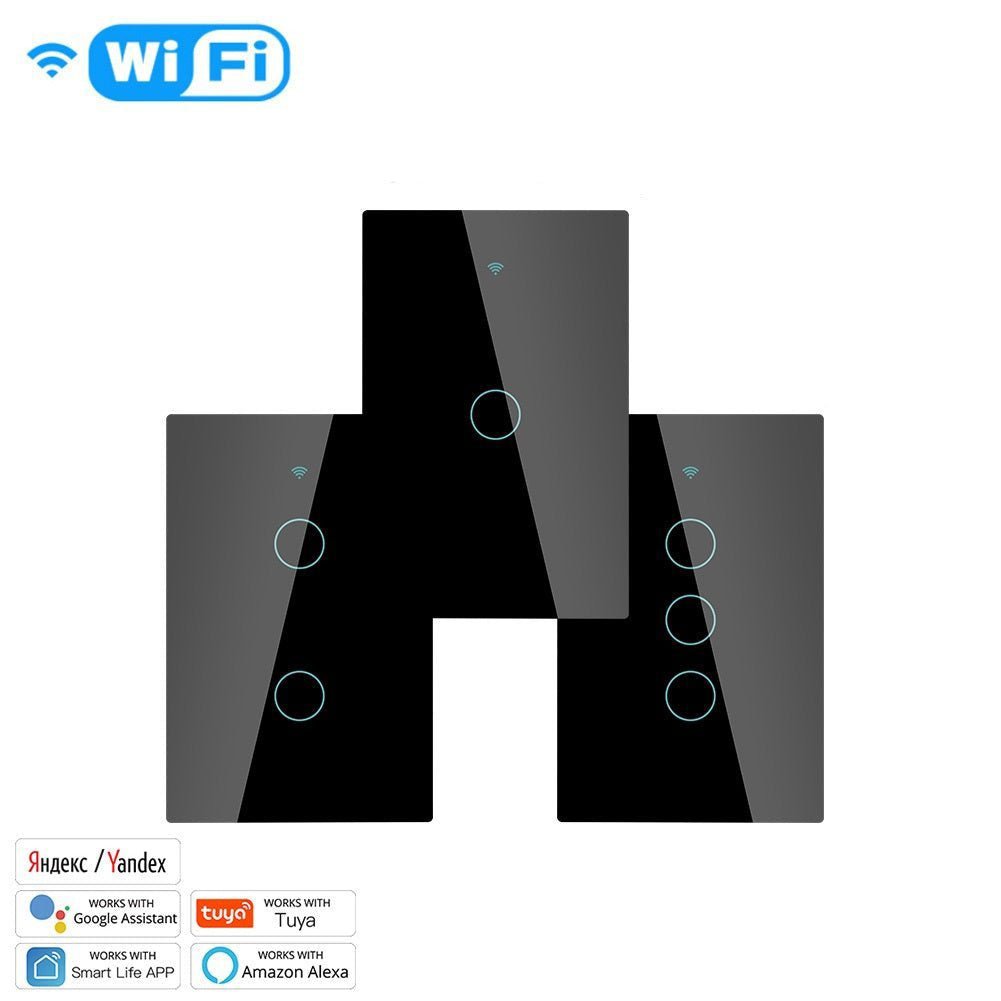 WiFi RF433 Smart Light Wall Touch Switch Single Pole No Neutral 95-130V US Standard