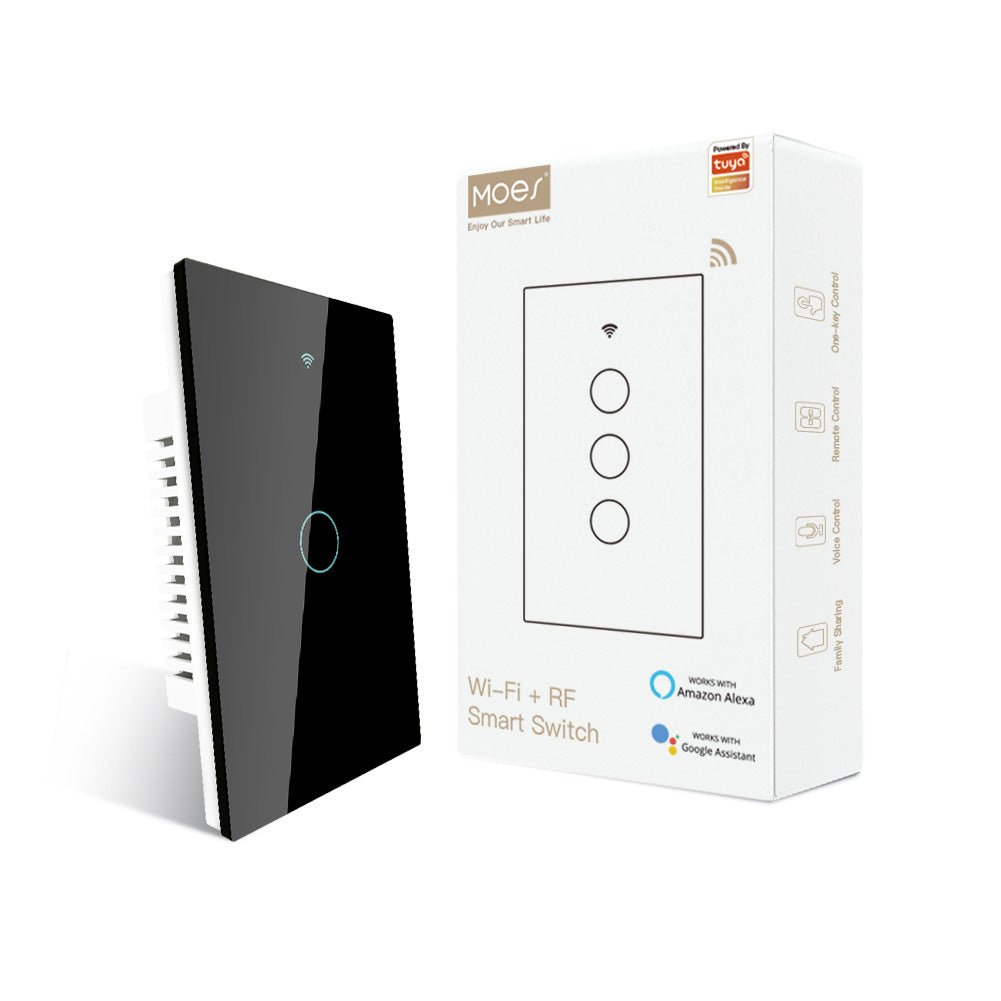 WiFi RF433 Smart Light Wall Touch Switch Single Pole No Neutral 95-130V US Standard