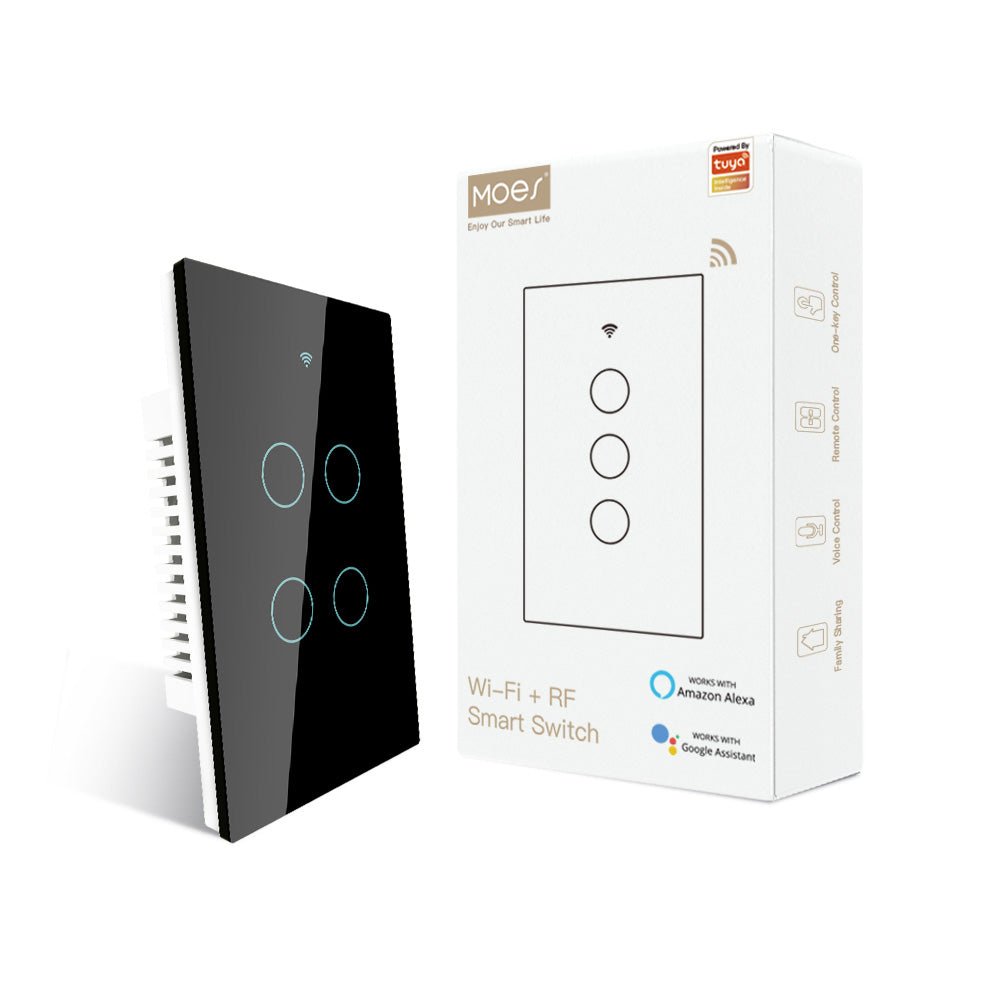 WiFi RF433 Smart Light Wall Touch Switch Single Pole No Neutral 95-130V US Standard