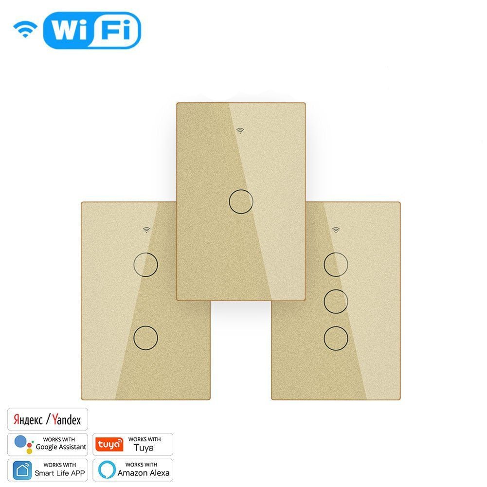 WiFi RF433 Smart Light Wall Touch Switch Single Pole No Neutral 95-130V US Standard