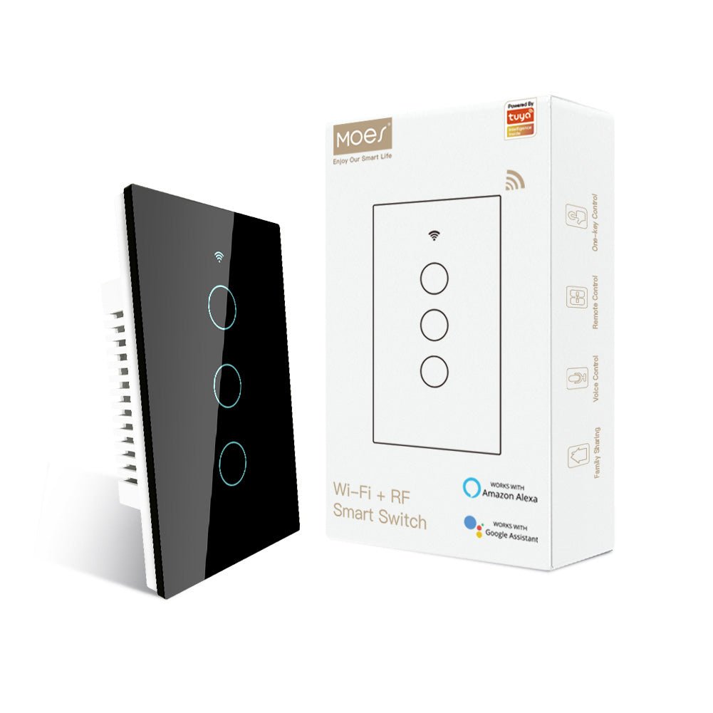 WiFi RF433 Smart Light Wall Touch Switch Single Pole No Neutral 95-130V US Standard