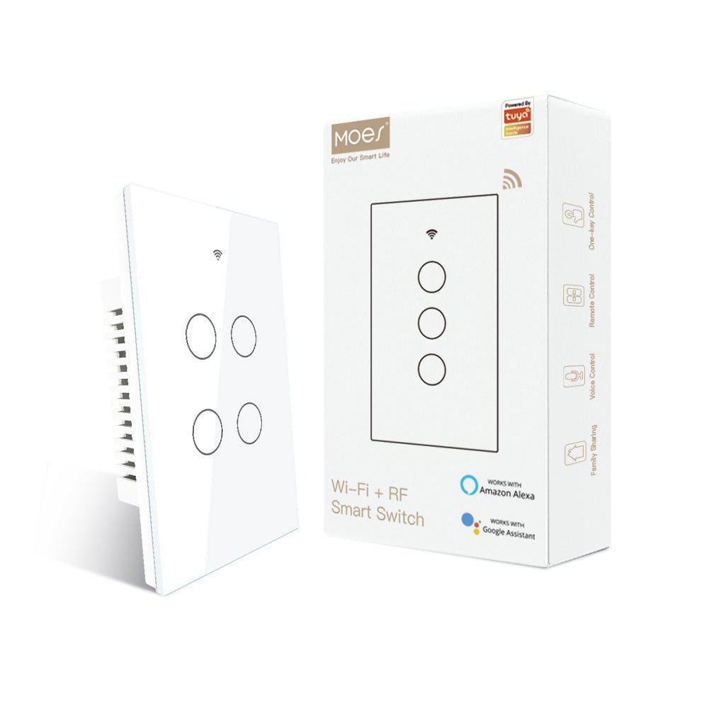 WiFi RF433 Smart Light Wall Touch Switch Single Pole No Neutral 95-130V US Standard