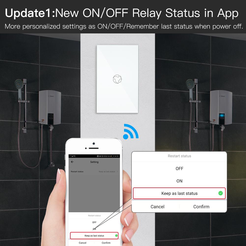 WiFi Smart Boiler Touch Switch Single Pole Neutral Wire Required 100-240V  20A/40A US