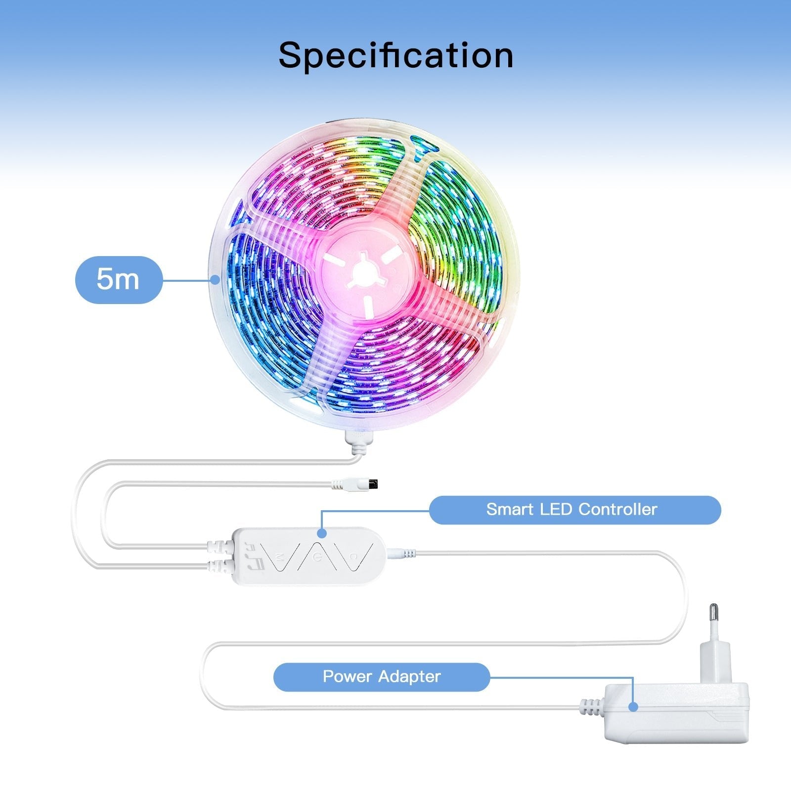 LumiMuse WiFi Smart LED Light Strip RGB Strip Light 5050 Controller Party Music Sync Mic Sound Color Changing LED Strips with Remote