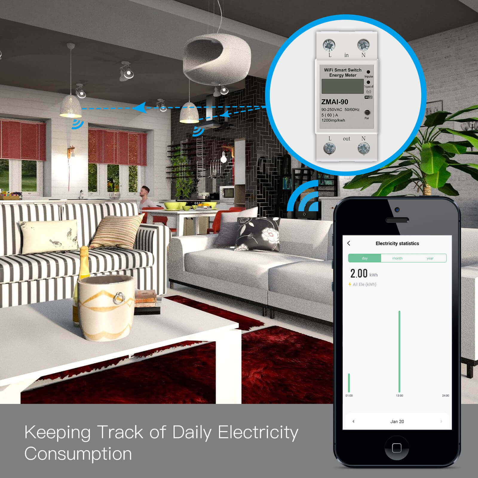 WiFi Smart  Power Consumption Energy Monitoring Meter 110V/220V