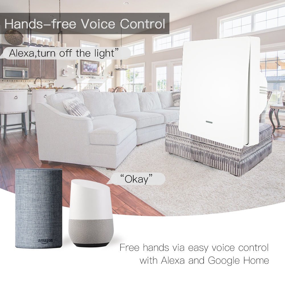 WiFi RF433 Smart Light 2 Way Multi-control Push Button Switch  Neutral Wire EU