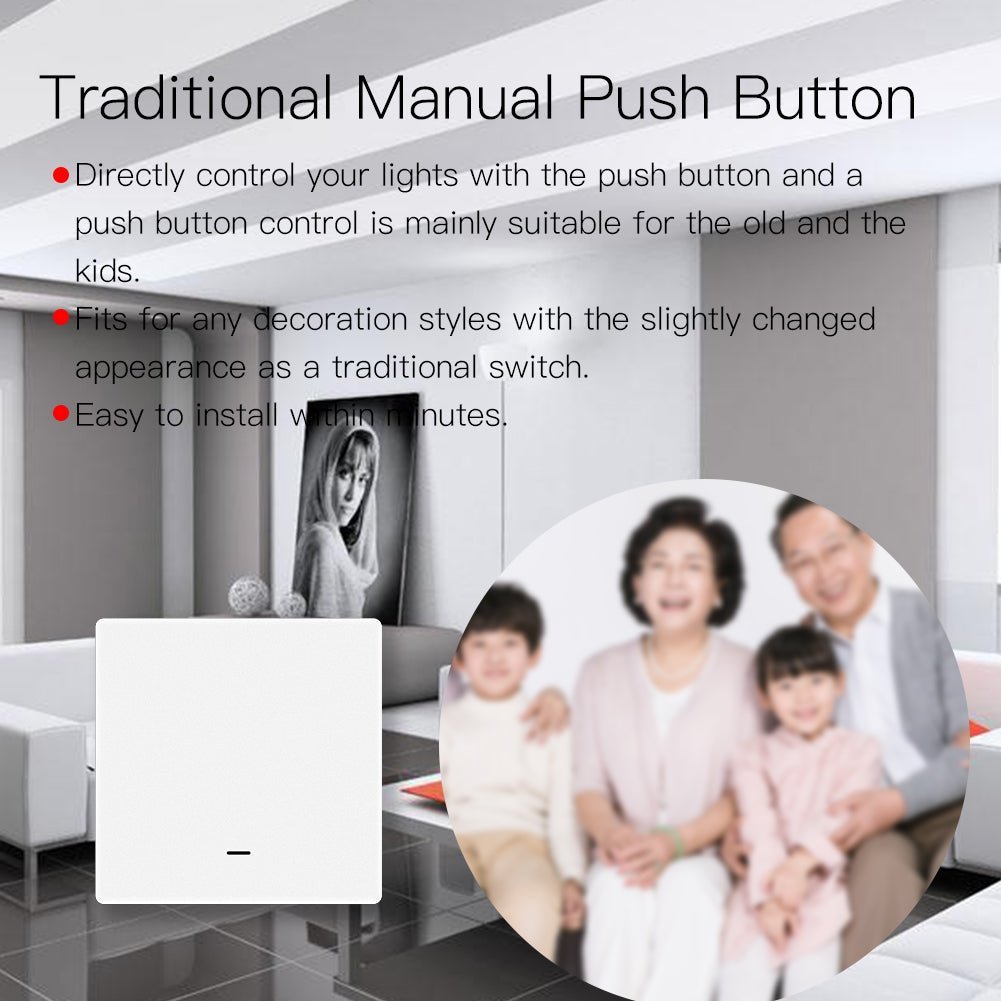 WiFi RF433 Smart Light 2 Way Multi-control Push Button Switch Neutral ...