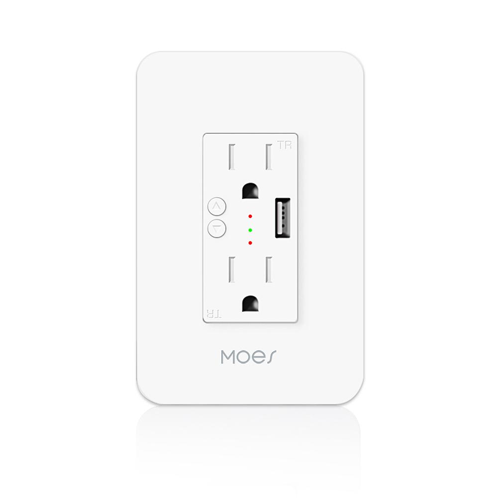 WiFi Smart Power Wall Socket with USB 2 Plug Outlets 15A | LumiMuse
