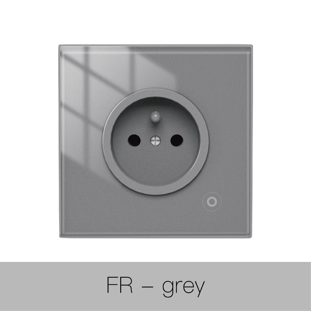 WiFi Smart Wall Socket Glass Panel Outlet Power Monitor Touch Plug ...