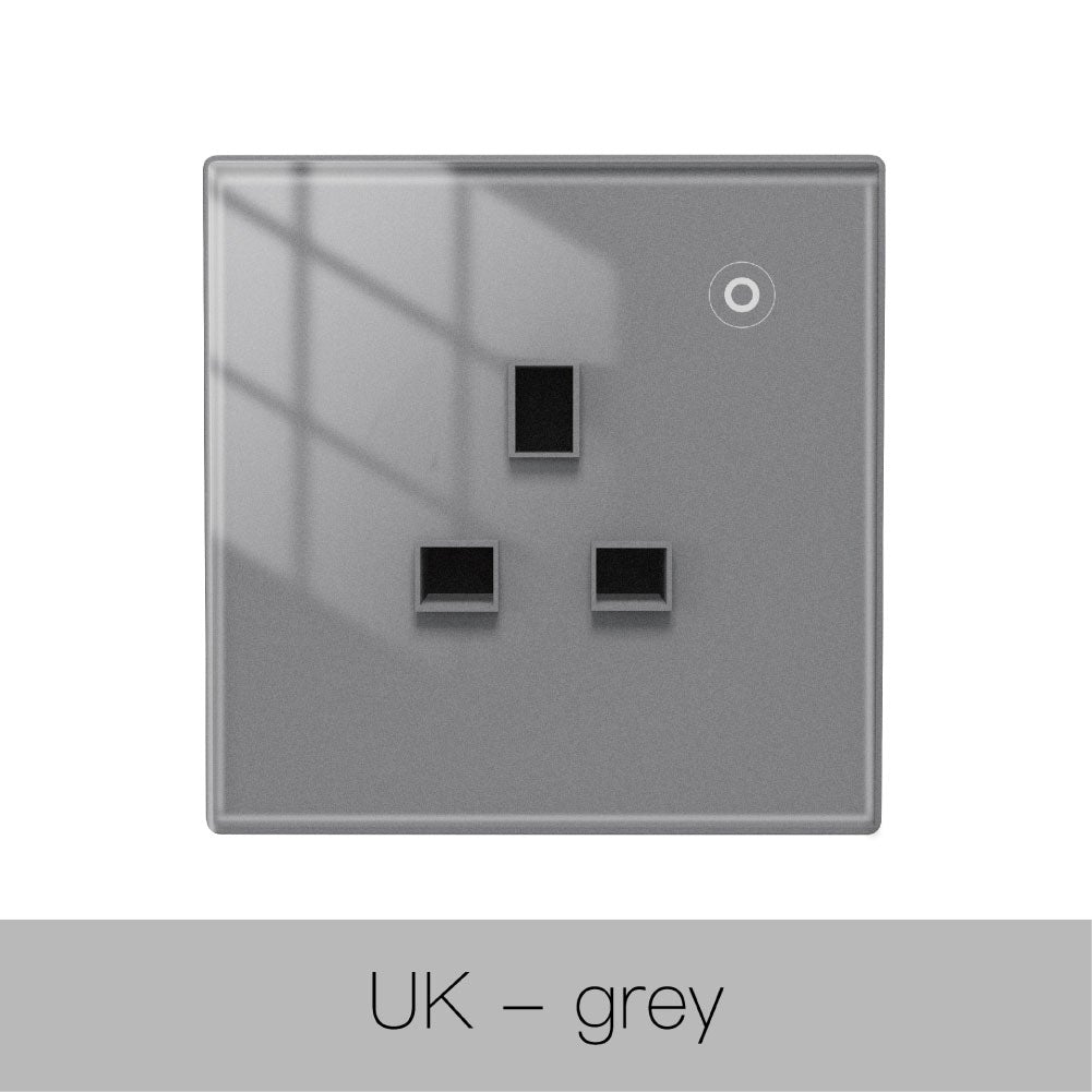 WiFi Smart Wall Socket Glass Panel Outlet Power Monitor Touch Plug ...