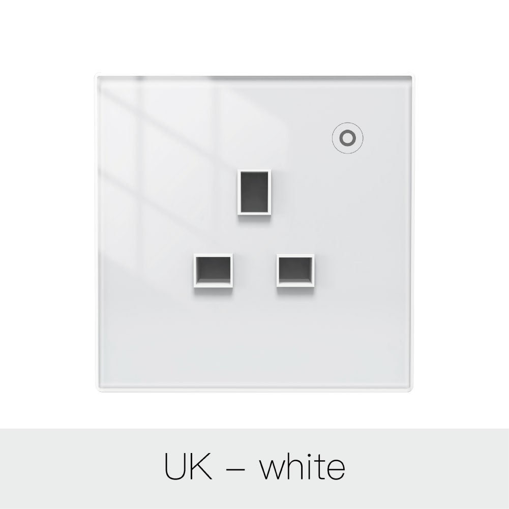 WiFi Smart Wall Socket Glass Panel Outlet Power Monitor Touch Plug ...