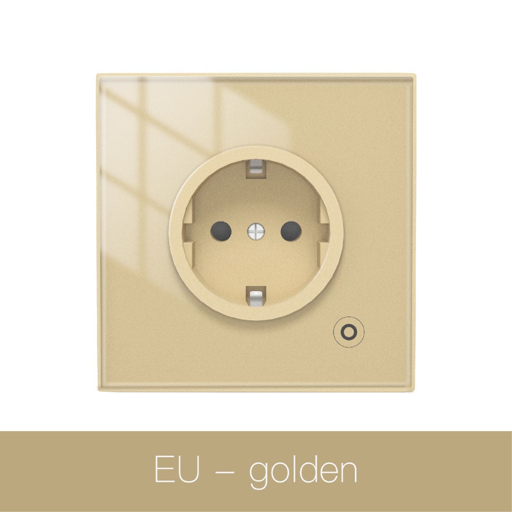WiFi Smart Wall Socket Glass Panel Outlet Power Monitor Touch Plug ...