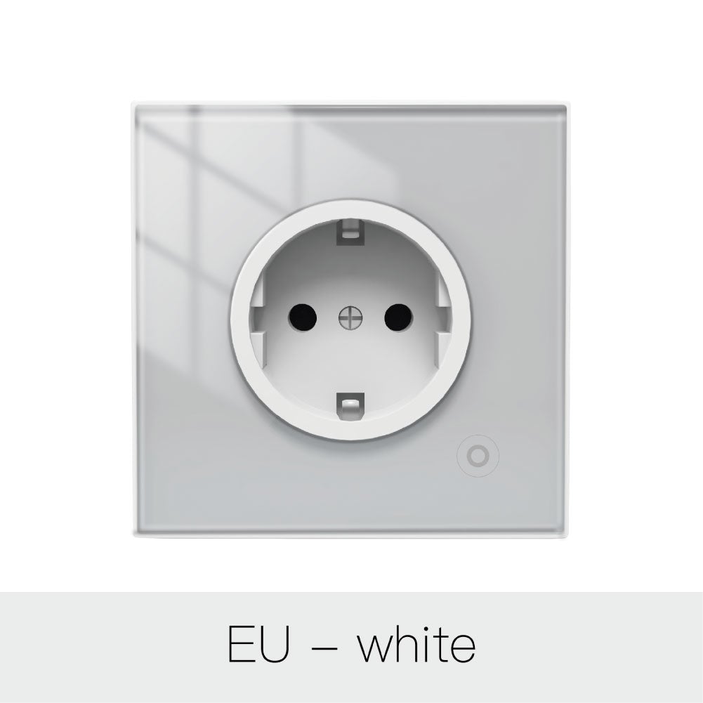 WiFi Smart Wall Socket Glass Panel Outlet Power Monitor Touch Plug ...