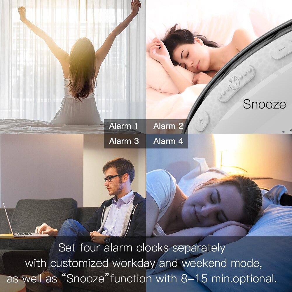 LumiMuse WiFi Smart Clock Wake Up 7 Colors Light Natural Sound Clock With FM Radio