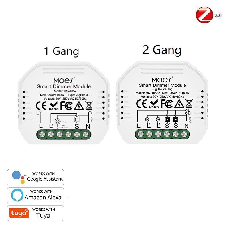 ZigBee Dimmer Module, Smart Switch Relay Module, LumiMuse Hub Required 1/2 Gang Interruptor | LumiMuse
