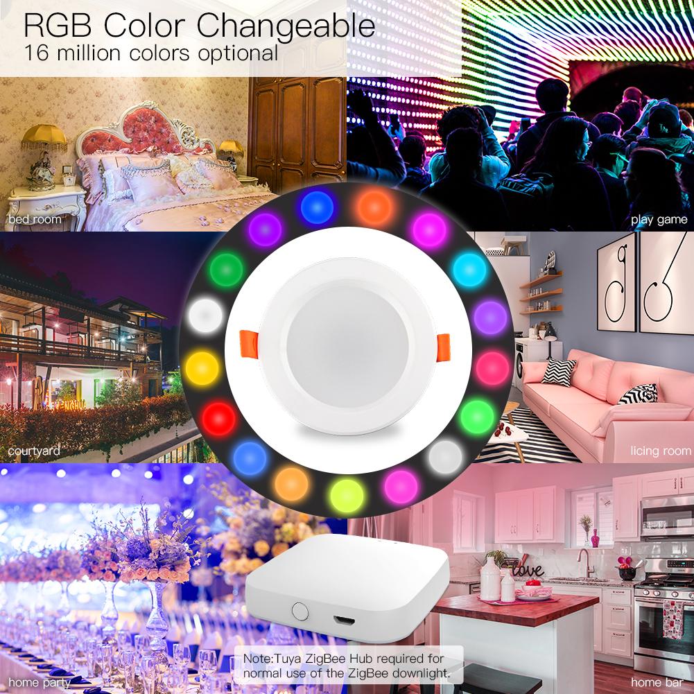 LumiMuse ZigBee Smart LED Downlight Dimming Round Recessed Spot Party Light Bulbs RGB 2700K-6500K W+C